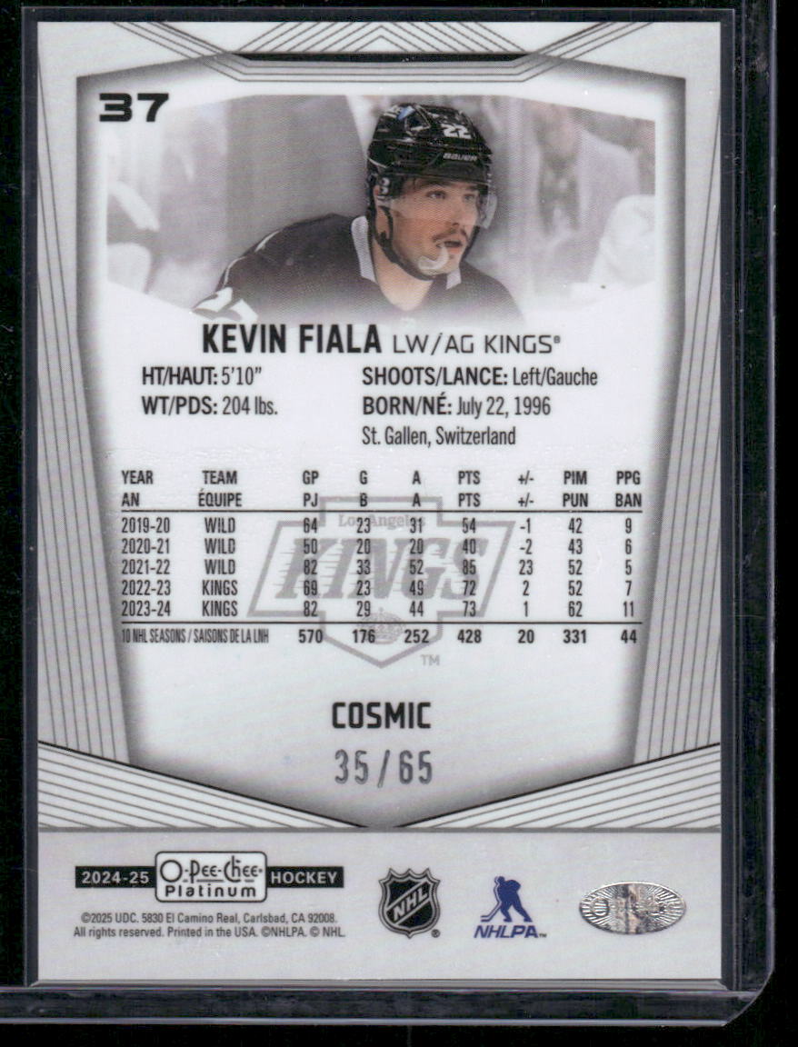 2024-25 O-Pee-Chee Platinum #37 Kevin Fiala Cosmic #/65