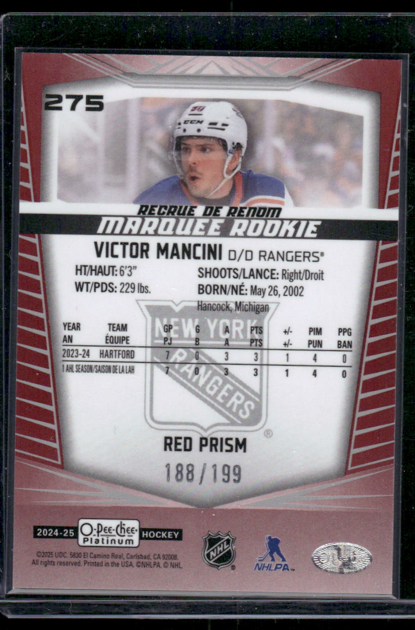 2024-25 O-Pee-Chee Platinum #275 Victor Mancini Red Prism #/199