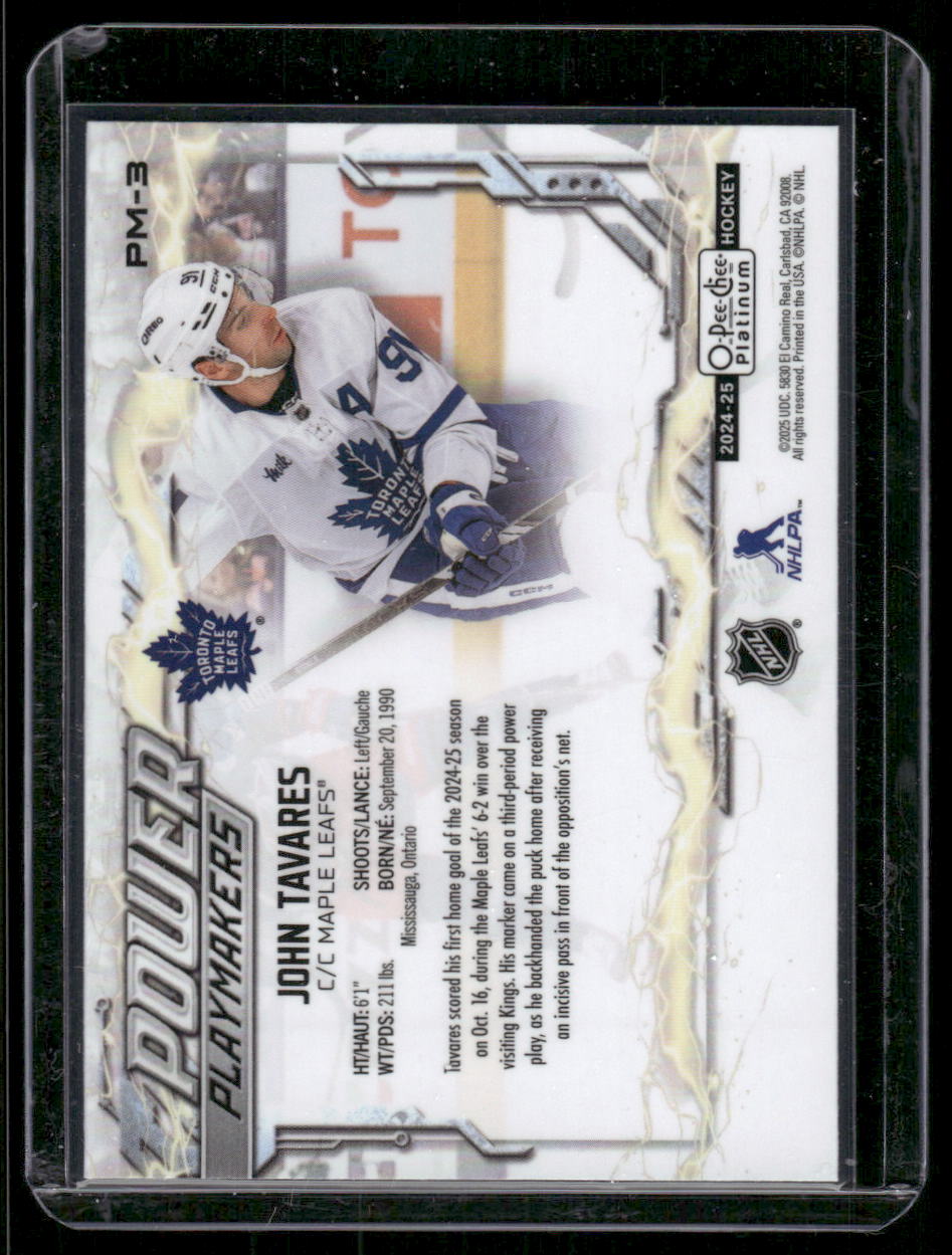 2024-25 O-Pee-Chee Platinum #PM-3 John Tavares Power Playmakers