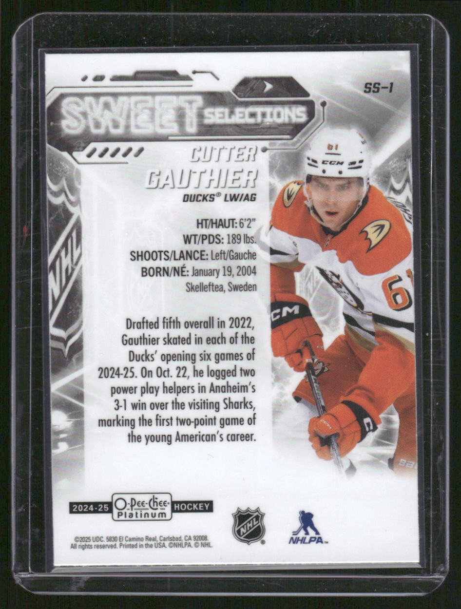 2024-25 O-Pee-Chee Platinum #SS-1 Cutter Gauthier Sweet Selections