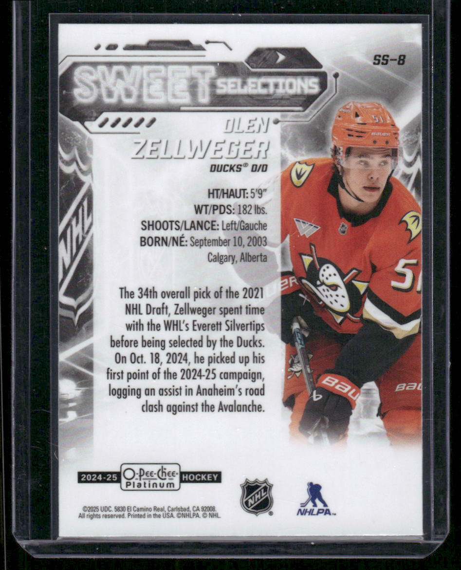 2024-25 O-Pee-Chee Platinum #SS-8 Olen Zellweger Sweet Selections