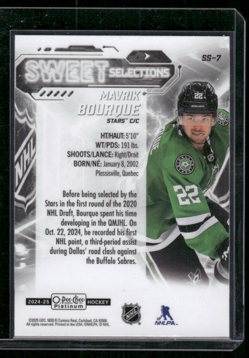2024-25 O-Pee-Chee Platinum #SS-7 Mavrik Bourque Sweet Selections