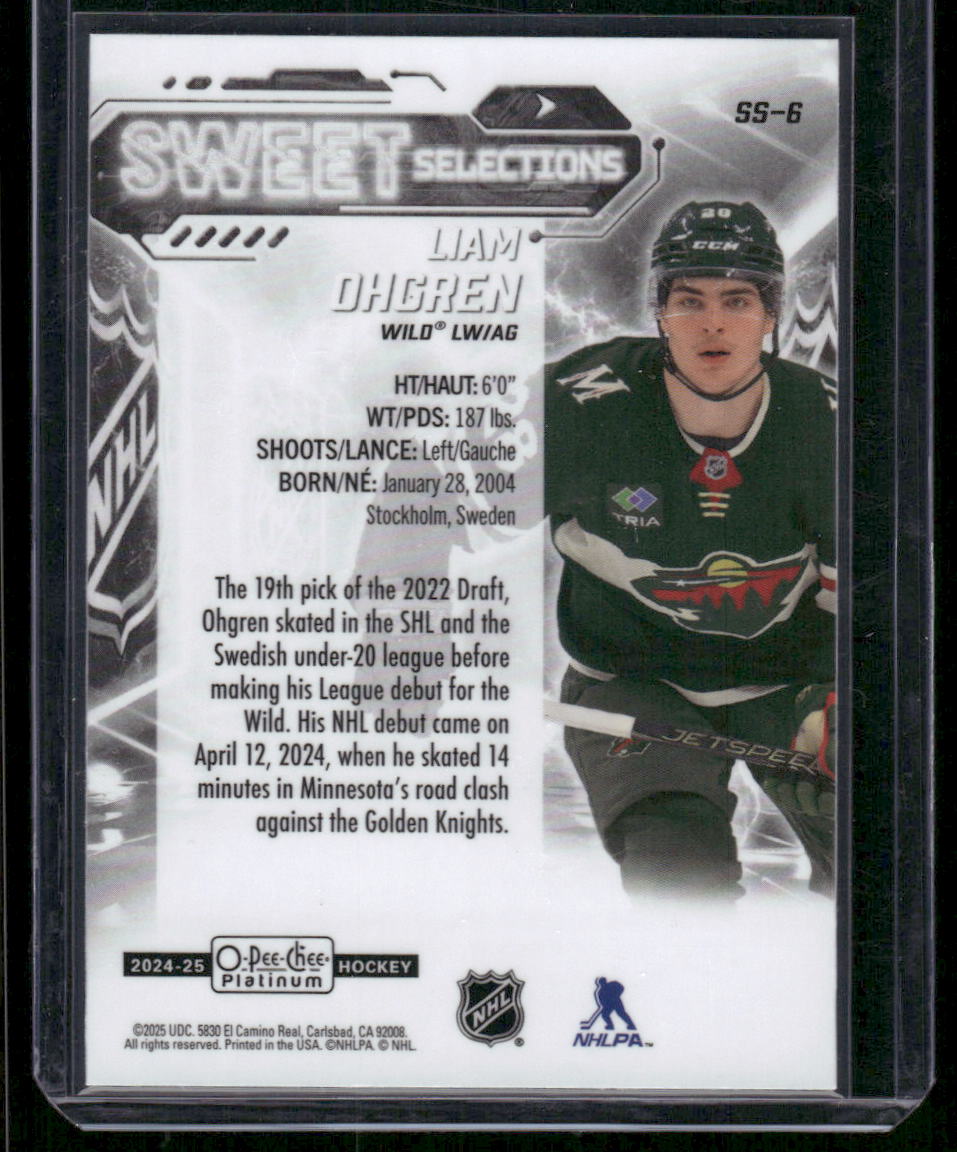 2024-25 O-Pee-Chee Platinum #SS-6 Liam Ohgren Sweet Selections