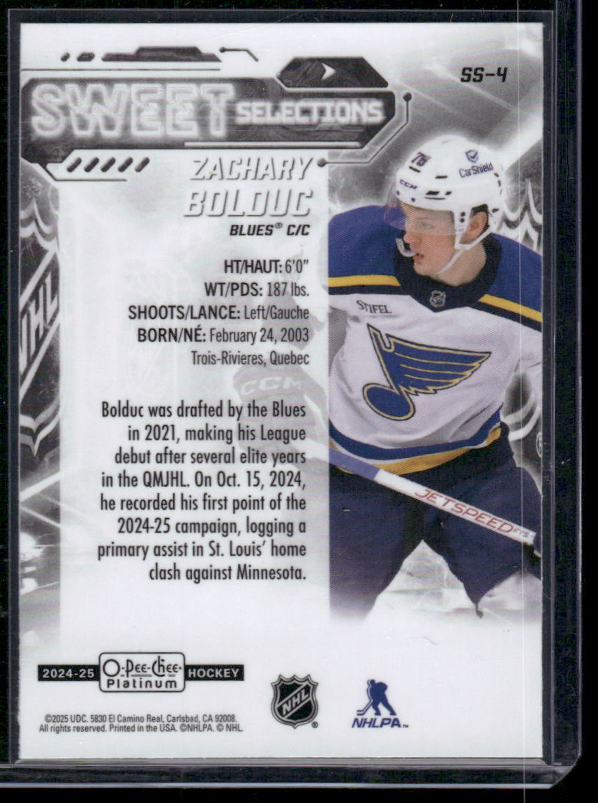 2024-25 O-Pee-Chee Platinum #SS-4 Zachary Bolduc Sweet Selections