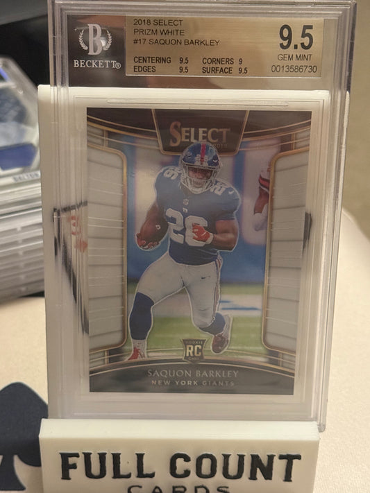 2018 Select White Prizm #17 Saquon Barkley Giants RC 70/75 Gem Mint BGS 9.5