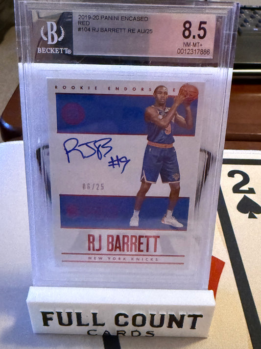 RJ Barrett 2019-20 Panini Encased Red Autograph (RC) #104 06/25 BGS 8.5 AU 10