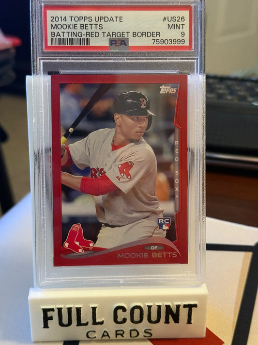 2014 Topps Update Mookie Betts #US26 Batting-Red Target Border PSA 9 MINT Rare