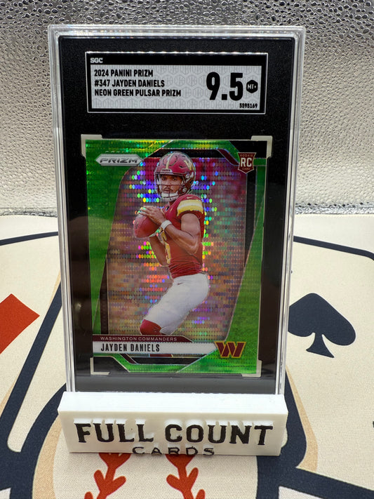 2024 Panini Prizm Jayden Daniels #347 Neon Green Pulsar Prizm SGC 9.5