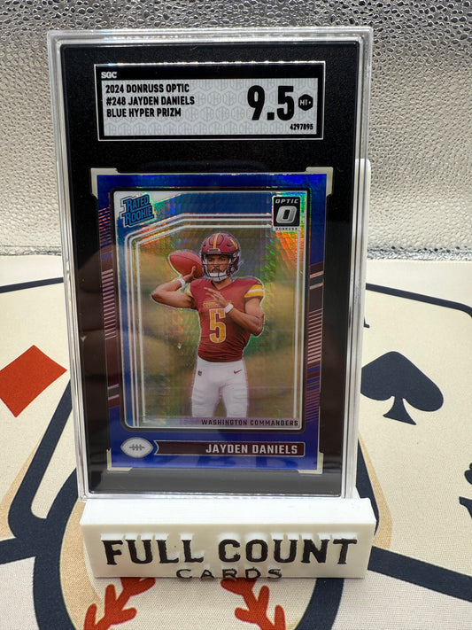 2024 Donruss Optic Jayden Daniels #248 Blue Hyper Prizm SGC 9.5