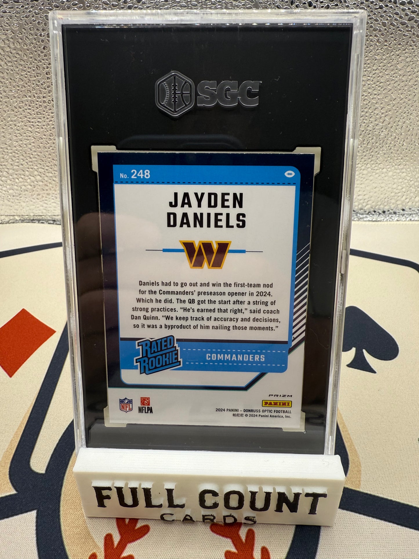 2024 Donruss Optic Jayden Daniels #248 Blue Hyper Prizm SGC 9.5