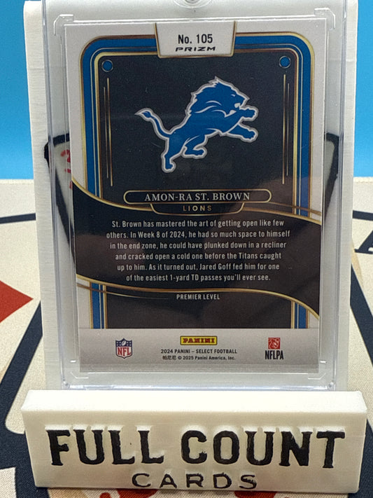 2024 Panini Select - Premier Level Amon-Ra St. Brown #105 Zebra Prizm