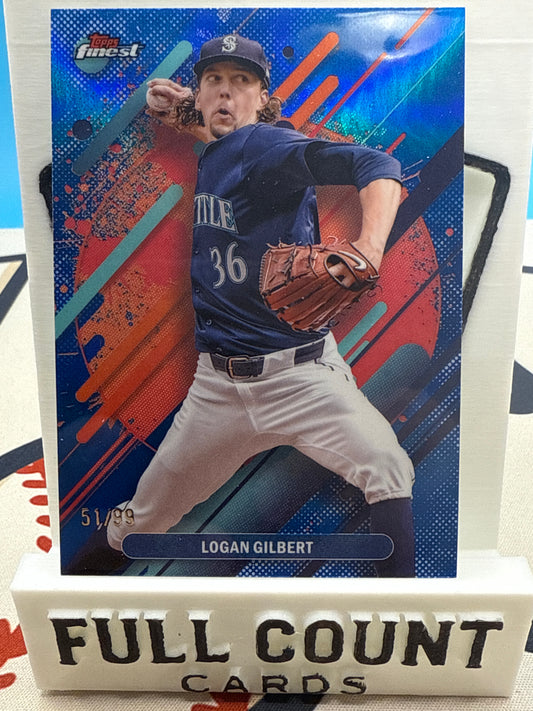 2024 Topps Finest Logan Gilbert Rare Blue Refractor /99 - Mariners