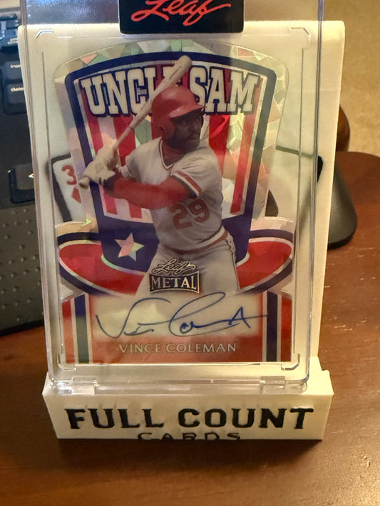 🧨 2025 Leaf Metal Vince Coleman “Uncle Sam” 1/1 🔥 Cracked Ice – On-Card Auto