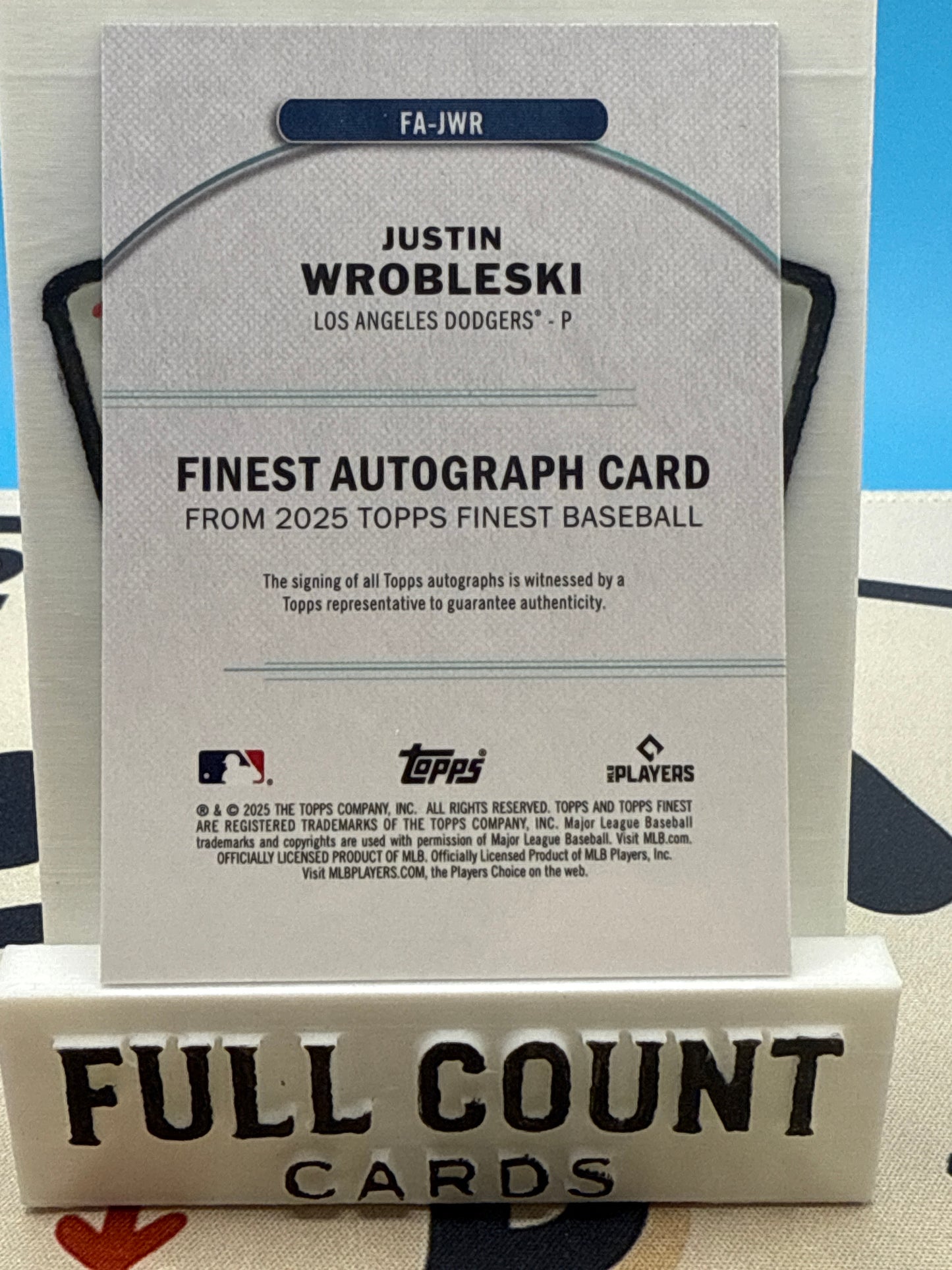 2025 Topps Finest - Finest Autographs Justin Wrobleski #FA-JWR Purple Refractor