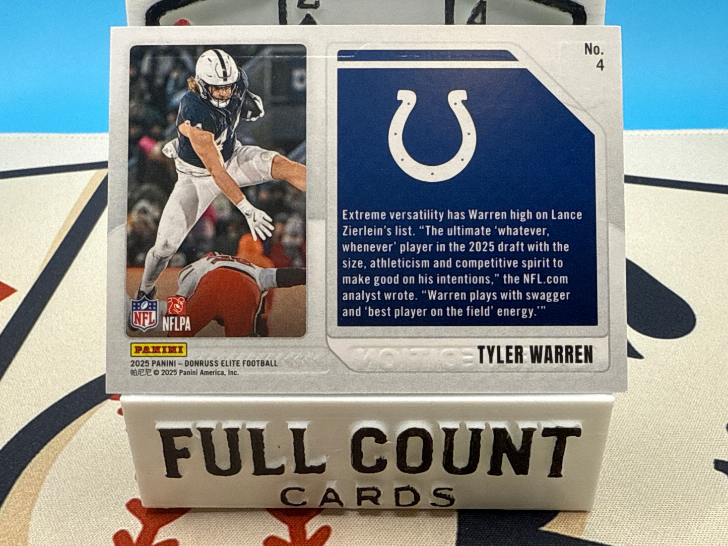 2025 Donruss Elite Tyler Warren Extra Edition Blue /75 Rookie – Colts