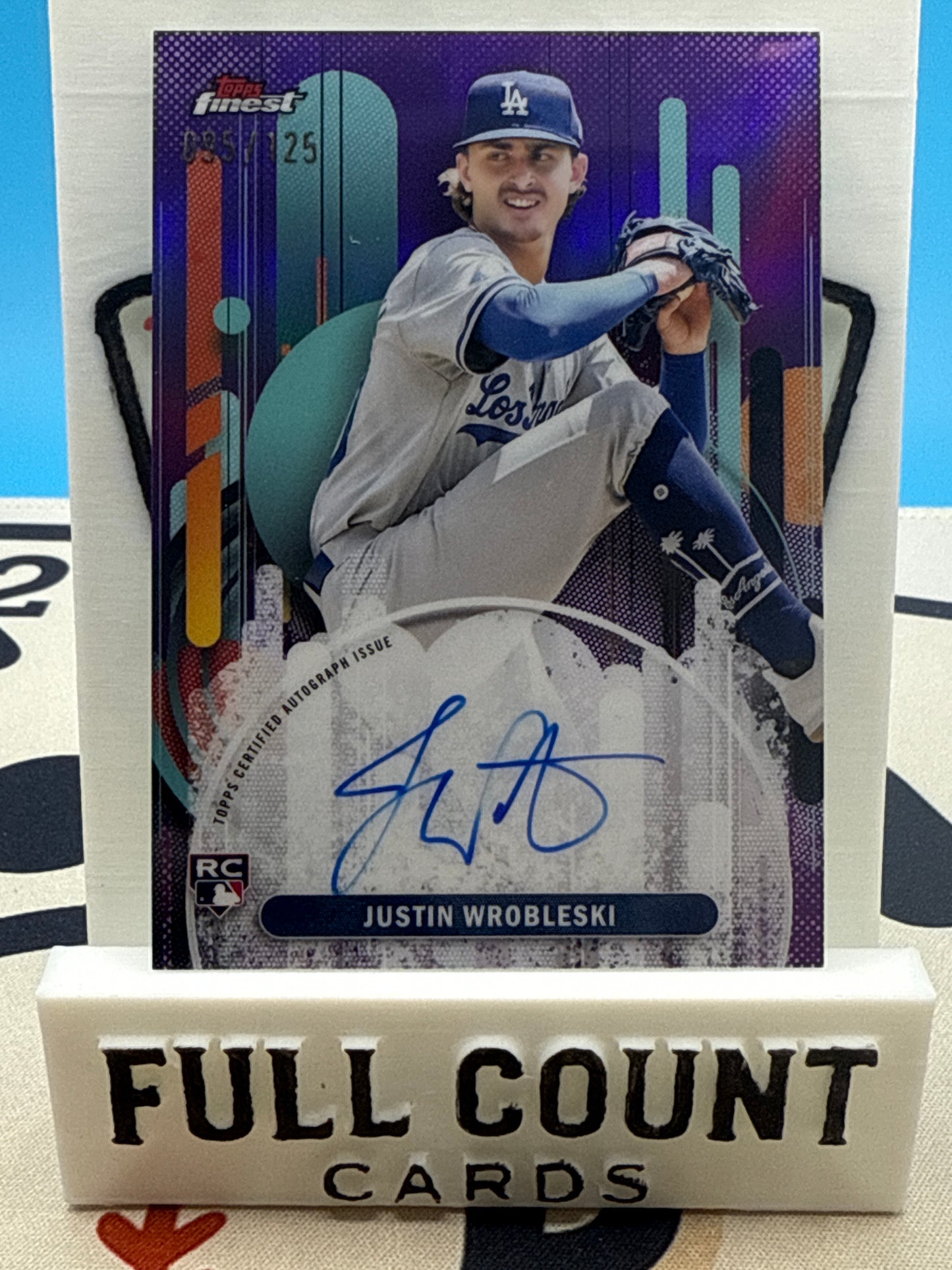 2025 Topps Finest - Finest Autographs Justin Wrobleski #FA-JWR Purple Refractor
